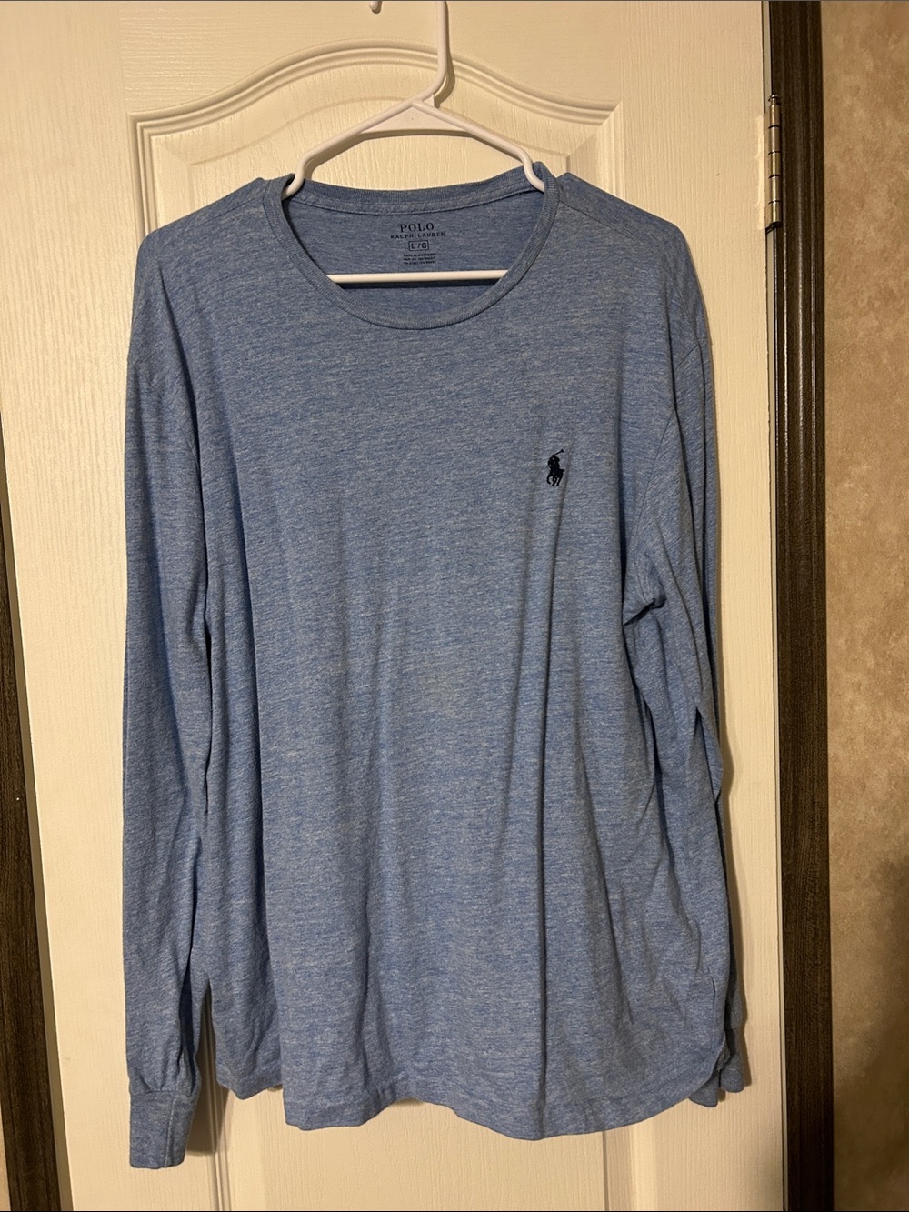 Polo by Ralph Lauren Men's Long-Sleeve Crew in Heather Blue